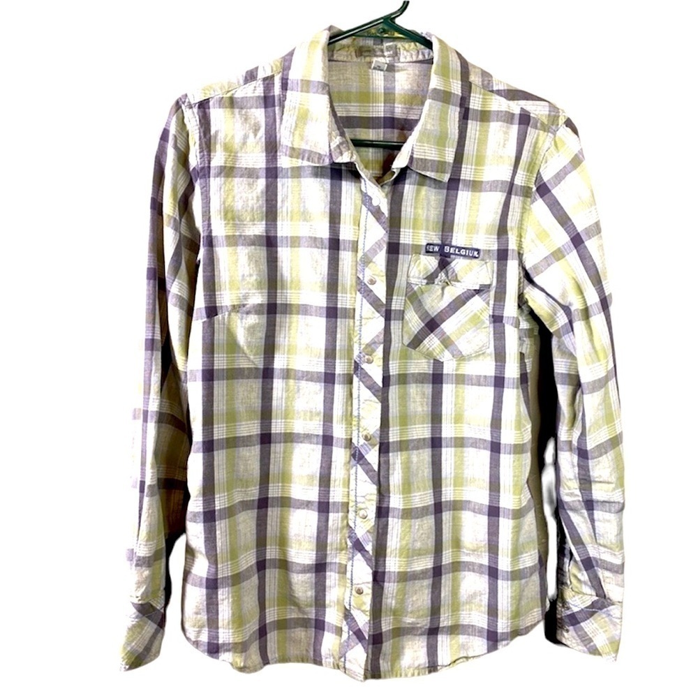 Horny Toad & Co plaid collared one pocket snap button down shirt top   H-20